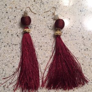Burgundy Tassel Earrings